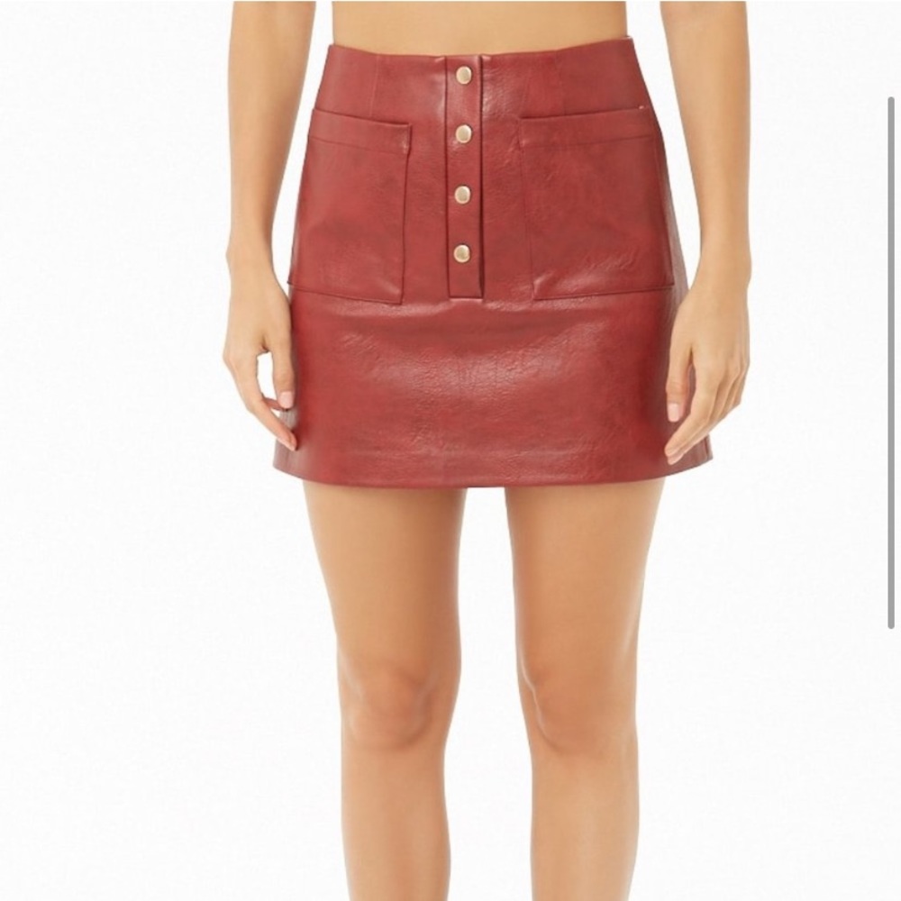 forever 21 red faux leather skirt Medium